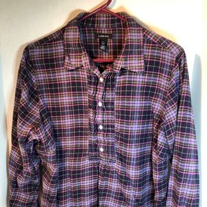 Lands' End Purple Plaid Shirt 1X